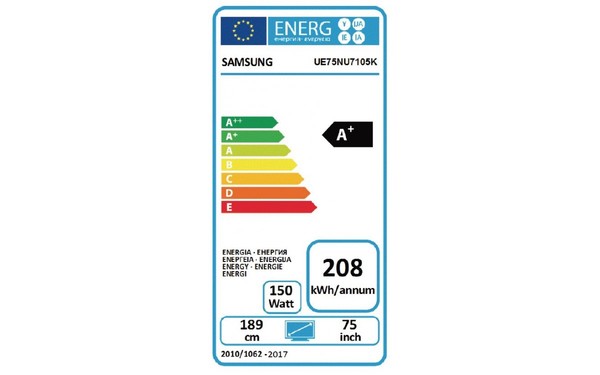 SAMSUNG UE75NU7105 - &Eacute;tiquette &eacute;nergie
