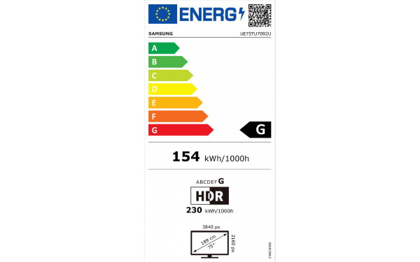 SAMSUNG UE75TU7092UXXH - &Eacute;tiquette &eacute;nergie v2