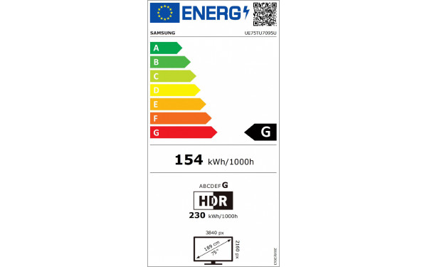 SAMSUNG UE75TU7095 - &Eacute;tiquette &eacute;nergie v2