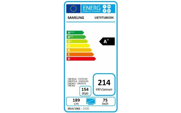 SAMSUNG UE75TU8005 - &Eacute;tiquette &eacute;nergie