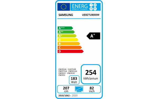 SAMSUNG UE82TU8000WXXN - &Eacute;tiquette &eacute;nergie