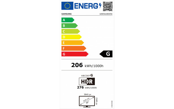 SAMSUNG UE85AU8005 - &Eacute;tiquette &eacute;nergie v2