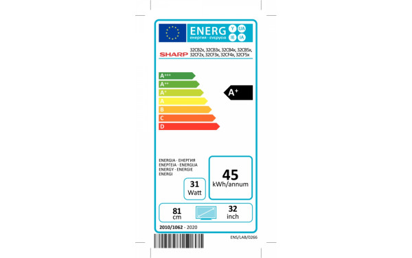 SHARP 32CB2EW - &Eacute;tiquette &eacute;nergie