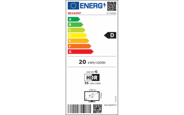 SHARP 32GD2225E - &Eacute;tiquette &eacute;nergie v2