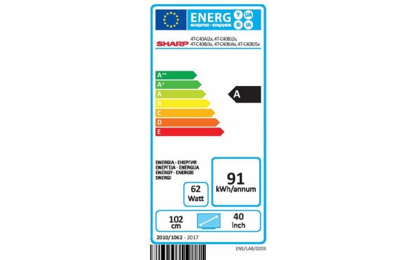 SHARP 40AJ2 - &Eacute;tiquette &eacute;nergie