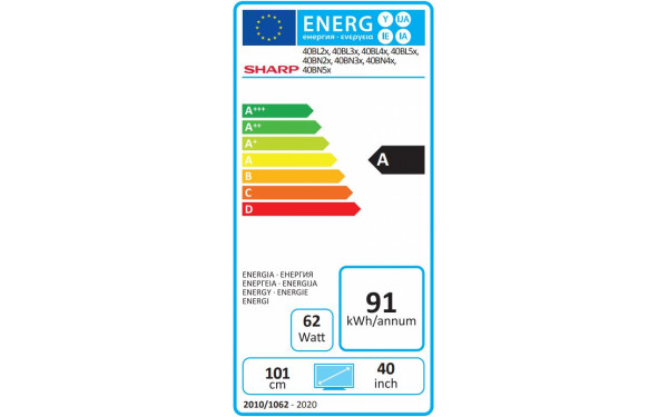 SHARP 40BN3EA - &Eacute;tiquette &eacute;nergie