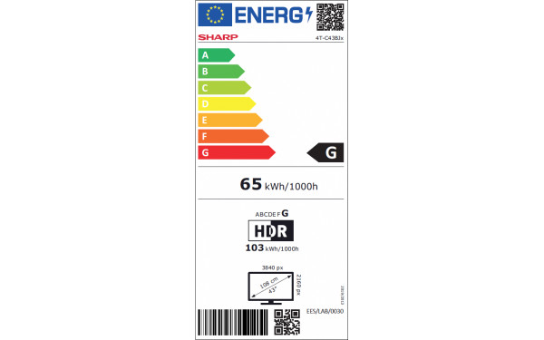 SHARP 43BJ2E - &Eacute;tiquette &eacute;nergie v2