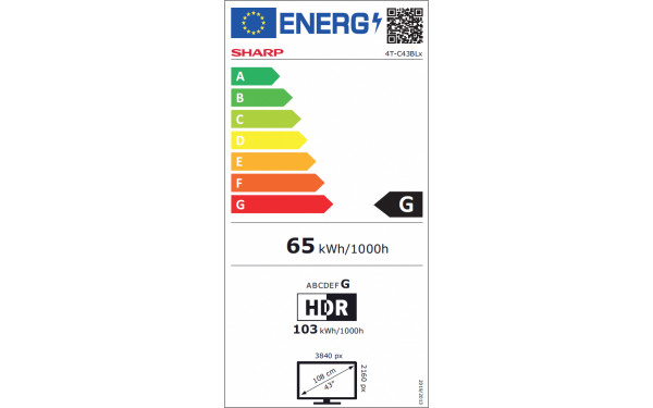SHARP 43BL5EA - &Eacute;tiquette &eacute;nergie v2
