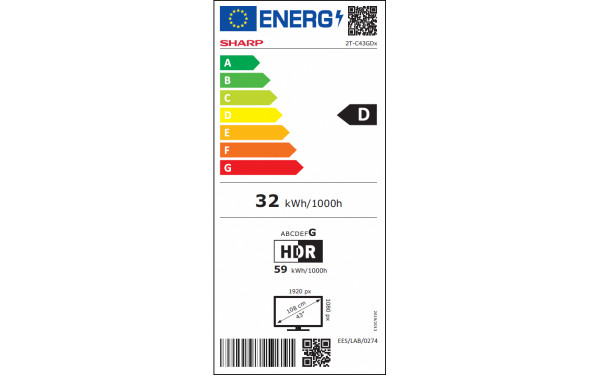 SHARP 43GD2225E - &Eacute;tiquette &eacute;nergie v2