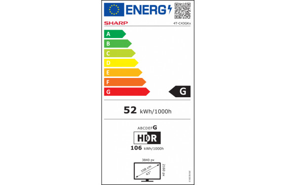 SHARP 43GK4245E - &Eacute;tiquette &eacute;nergie v2