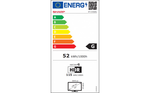 SHARP 43GR8265E - &Eacute;tiquette &eacute;nergie v2