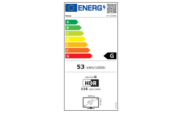 SHARP 43HR7765E - &Eacute;tiquette &eacute;nergie v2