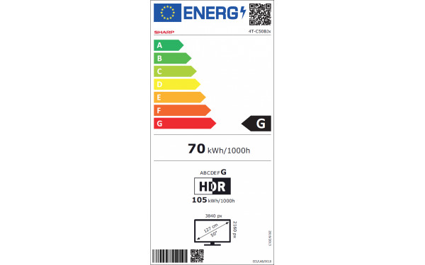 SHARP 50BJ5E - &Eacute;tiquette &eacute;nergie v2