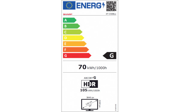 SHARP 50BL4EA - &Eacute;tiquette &eacute;nergie v2