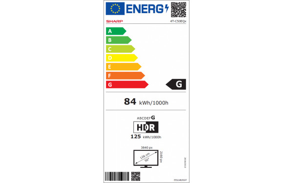 SHARP 50EQ3EA - &Eacute;tiquette &eacute;nergie v2