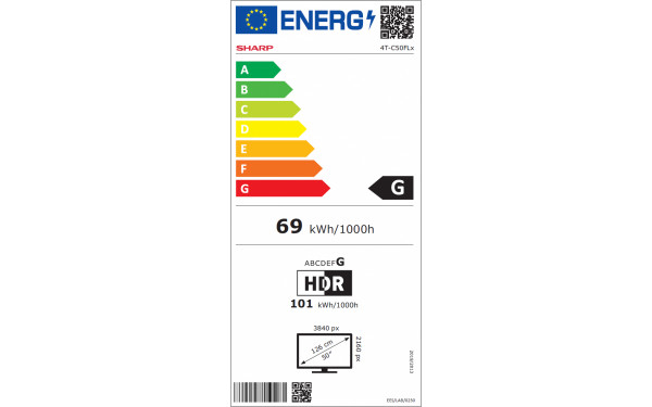 SHARP 50FL1EA - &Eacute;tiquette &eacute;nergie v2