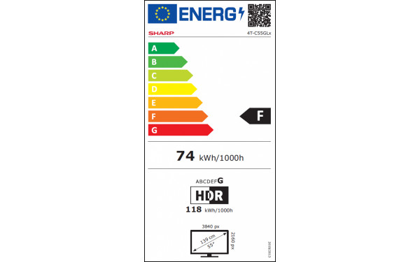 SHARP 55GL4260E - &Eacute;tiquette &eacute;nergie v2