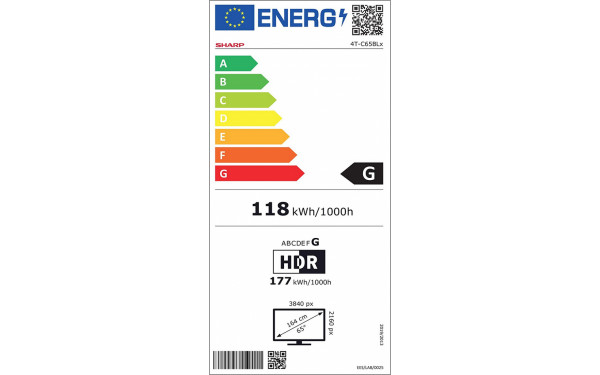 SHARP 65BL2EA - &Eacute;tiquette &eacute;nergie v2