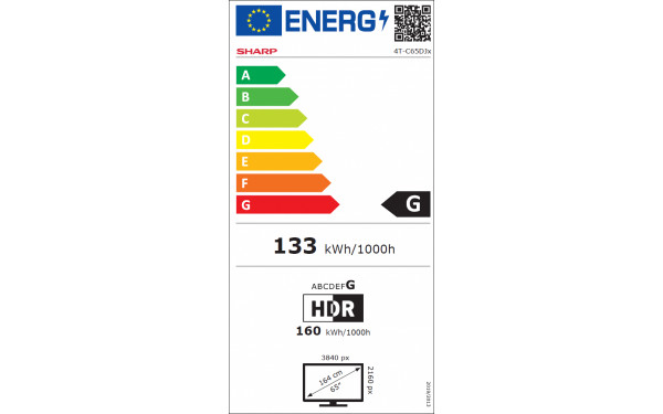 SHARP 65DJ3E - &Eacute;tiquette &eacute;nergie v2