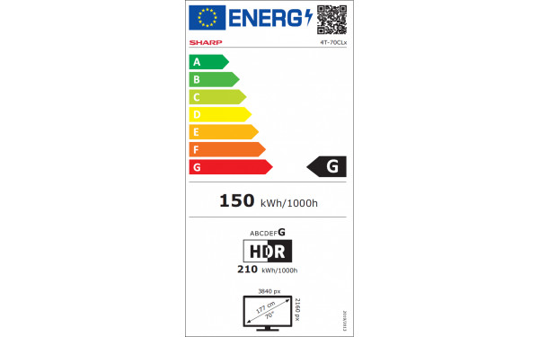 SHARP 70CL6EA - &Eacute;tiquette &eacute;nergie v2