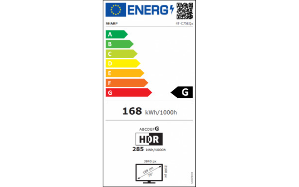 SHARP 75FQ5EG - &Eacute;tiquette &eacute;nergie v2