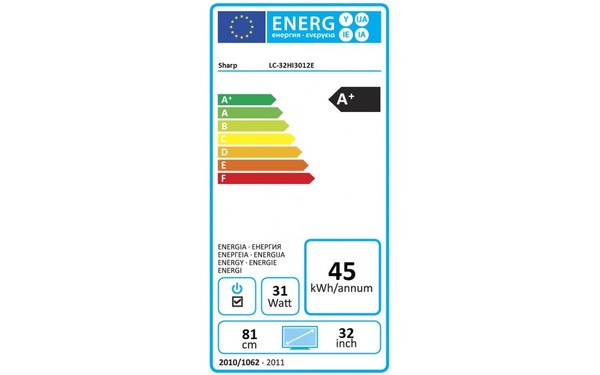 SHARP LC-32HI3012E - &Eacute;tiquette &eacute;nergie