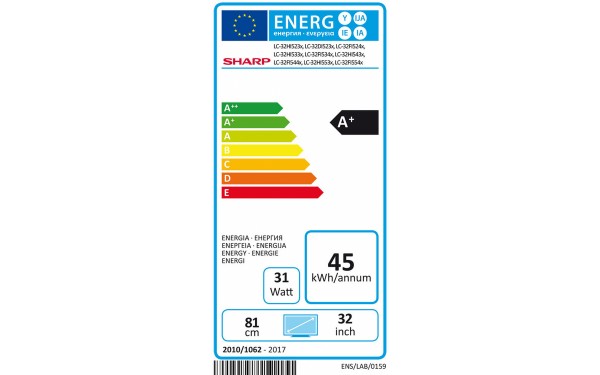 SHARP LC-32HI5232EW - &Eacute;tiquette &eacute;nergie