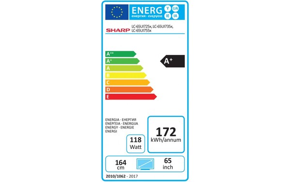SHARP LC-65UI7252E - &Eacute;tiquette &eacute;nergie