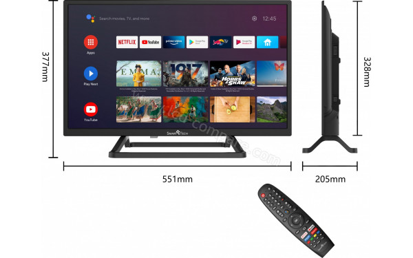 SMART-TECH 24HA10T3 - Vue de face + t&eacute;l&eacute;commande