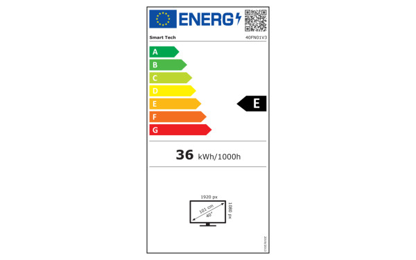 SMART-TECH 40FN01V3 - &Eacute;tiquette &eacute;nergie v2