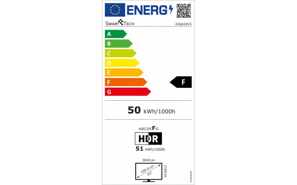 SMART-TECH 43QA20V3 - &Eacute;tiquette &eacute;nergie v2