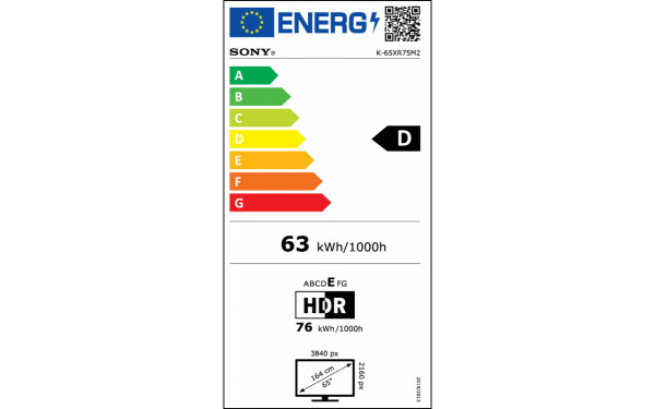 SONY K-65XR75M2B - &Eacute;tiquette &eacute;nergie v2