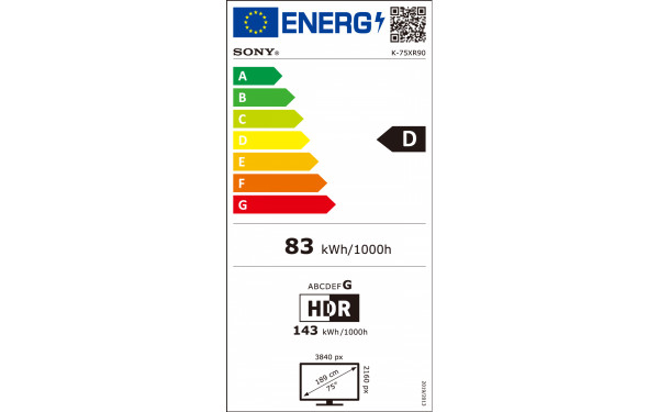 SONY K-75XR90 - &Eacute;tiquette &eacute;nergie v2