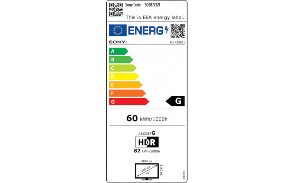 SONY KD-43X82J - &Eacute;tiquette &eacute;nergie v2