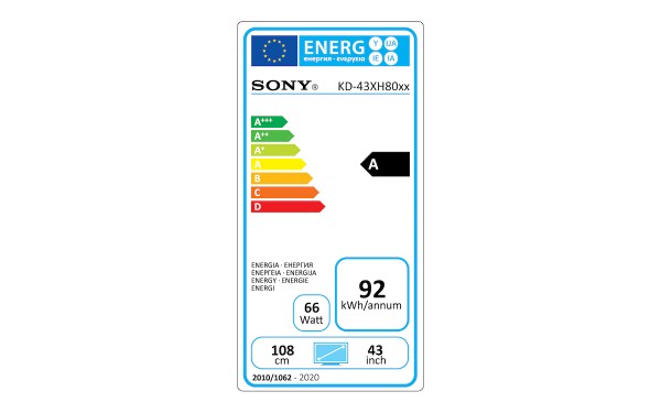 SONY KD-43XH8077 - &Eacute;tiquette &eacute;nergie