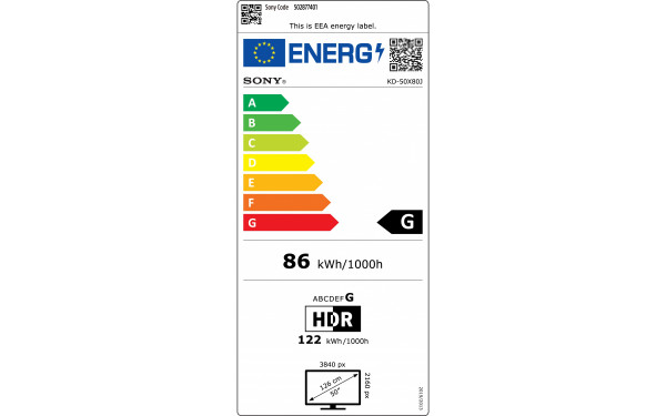 SONY KD-50X80J - &Eacute;tiquette &eacute;nergie v2