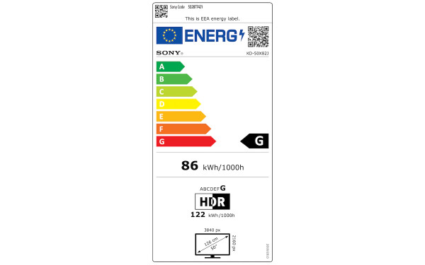 SONY KD-50X82J - &Eacute;tiquette &eacute;nergie v2