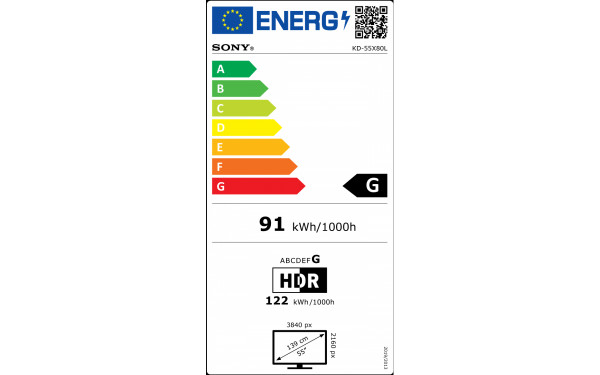 SONY KD-55X80L/P - &Eacute;tiquette &eacute;nergie v2