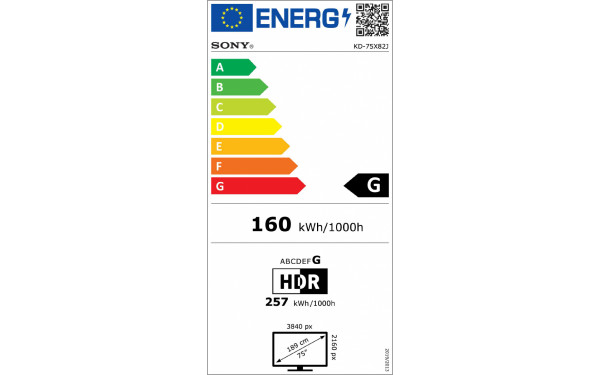 SONY KD-75X82J - &Eacute;tiquette &eacute;nergie v2