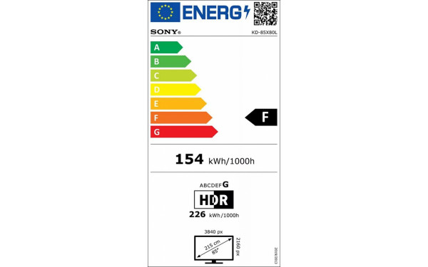 SONY KD-85X80L - &Eacute;tiquette &eacute;nergie v2