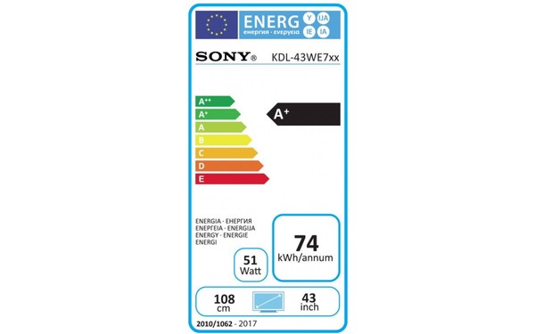 SONY KDL-43WE750 - &Eacute;tiquette &eacute;nergie