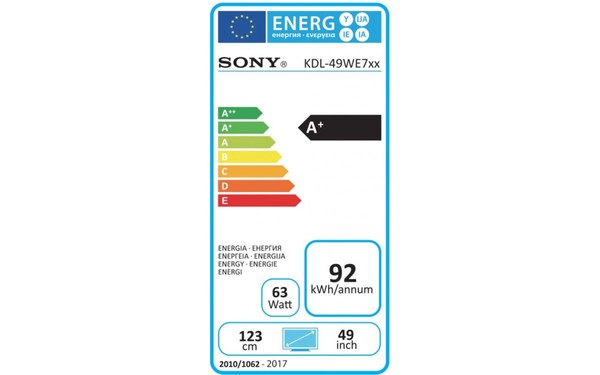 SONY KDL-49WE750 - &Eacute;tiquette &eacute;nergie