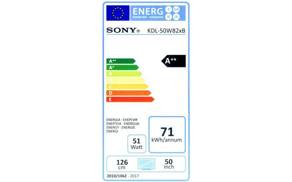 SONY KDL-50W828B - &Eacute;tiquette &eacute;nergie
