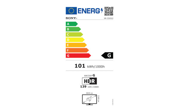 SONY XR-55X92J - &Eacute;tiquette &eacute;nergie v2