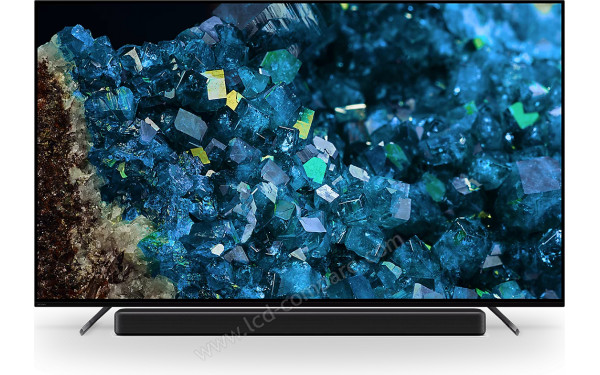 SONY XR-65A80L - Vue de face pieds sur&eacute;l&eacute;v&eacute;s avec barre de son optionnelle