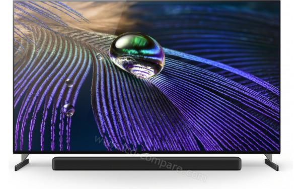 SONY XR-65A90J - Vue de face pieds sur&eacute;lev&eacute;s (barre de son en option)