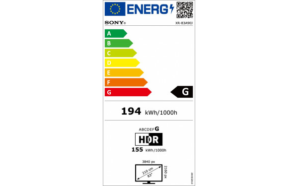 SONY XR-83A90J - &Eacute;tiquette &eacute;nergie v2