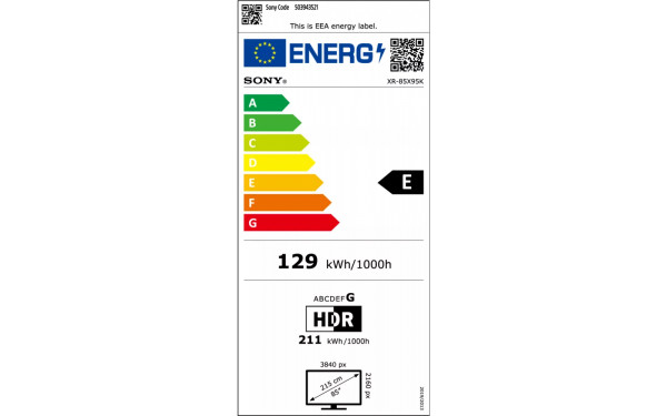 SONY XR-85X95K - &Eacute;tiquette &eacute;nergie v2