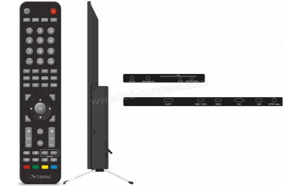 STRONG SRT40FB4003 - Vue de profil + t&eacute;l&eacute;commande + connectiques