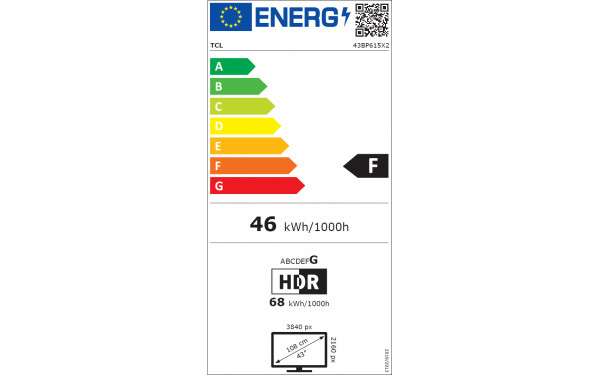 TCL 43BP615 - &Eacute;tiquette &eacute;nergie v2